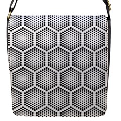 Halftone-tech-hexagons-seamless-pattern Flap Closure Messenger Bag (s) by uniart180623