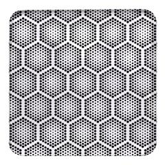 Halftone-tech-hexagons-seamless-pattern Square Glass Fridge Magnet (4 Pack) by uniart180623