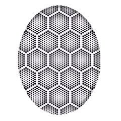 Halftone-tech-hexagons-seamless-pattern Oval Glass Fridge Magnet (4 Pack) by uniart180623