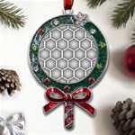 Halftone-tech-hexagons-seamless-pattern Metal X Mas Lollipop with Crystal Ornament Front