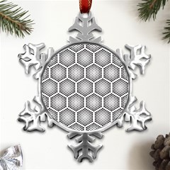 Halftone-tech-hexagons-seamless-pattern Metal Small Snowflake Ornament