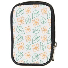 Hand-drawn-cute-flowers-with-leaves-pattern Compact Camera Leather Case by uniart180623