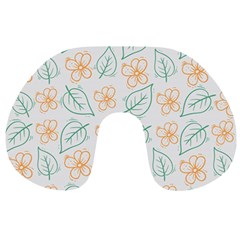 Hand-drawn-cute-flowers-with-leaves-pattern Travel Neck Pillow by uniart180623