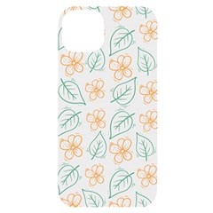 Hand-drawn-cute-flowers-with-leaves-pattern Iphone 14 Plus Black Uv Print Case