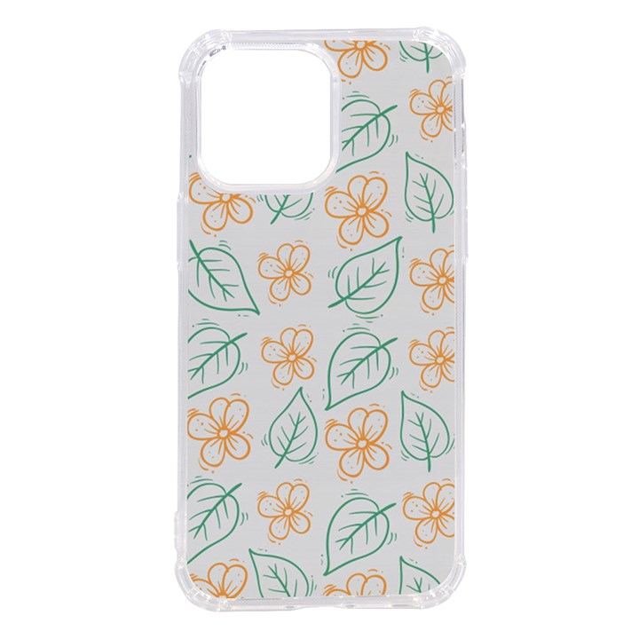 Hand-drawn-cute-flowers-with-leaves-pattern iPhone 14 Pro Max TPU UV Print Case