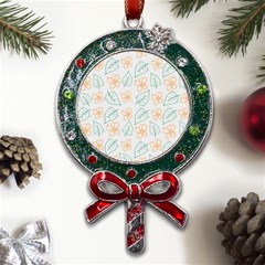 Hand-drawn-cute-flowers-with-leaves-pattern Metal X mas Lollipop With Crystal Ornament by uniart180623