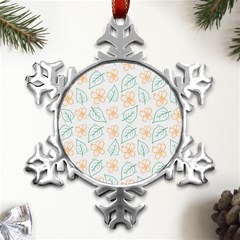 Hand-drawn-cute-flowers-with-leaves-pattern Metal Small Snowflake Ornament by uniart180623