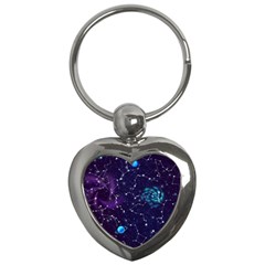 Realistic-night-sky-poster-with-constellations Key Chain (heart)