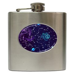 Realistic-night-sky-poster-with-constellations Hip Flask (6 Oz) by uniart180623