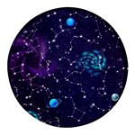 Realistic-night-sky-poster-with-constellations Round Glass Fridge Magnet (4 pack) Front