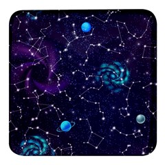 Realistic-night-sky-poster-with-constellations Square Glass Fridge Magnet (4 Pack) by uniart180623