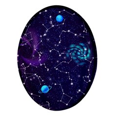 Realistic-night-sky-poster-with-constellations Oval Glass Fridge Magnet (4 Pack) by uniart180623