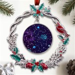 Realistic-night-sky-poster-with-constellations Metal X mas Wreath Holly leaf Ornament Front