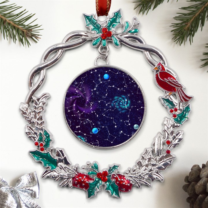 Realistic-night-sky-poster-with-constellations Metal X mas Wreath Holly leaf Ornament