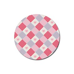 Cute-kawaii-patches-seamless-pattern Rubber Round Coaster (4 Pack)