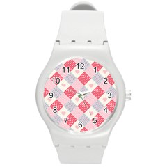 Cute-kawaii-patches-seamless-pattern Round Plastic Sport Watch (m) by uniart180623