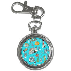 Colored-sketched-sea-elements-pattern-background-sea-life-animals-illustration Key Chain Watches by uniart180623