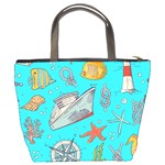 Colored-sketched-sea-elements-pattern-background-sea-life-animals-illustration Bucket Bag Back