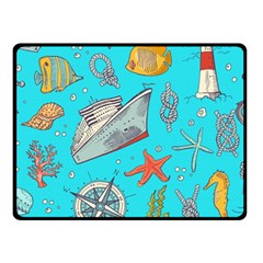 Colored-sketched-sea-elements-pattern-background-sea-life-animals-illustration Fleece Blanket (small)