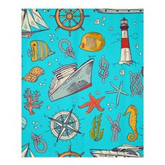 Colored-sketched-sea-elements-pattern-background-sea-life-animals-illustration Shower Curtain 60  X 72  (medium) 