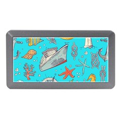 Colored-sketched-sea-elements-pattern-background-sea-life-animals-illustration Memory Card Reader (mini) by uniart180623