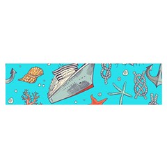 Colored-sketched-sea-elements-pattern-background-sea-life-animals-illustration Oblong Satin Scarf (16  X 60 ) by uniart180623