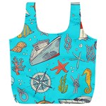 Colored-sketched-sea-elements-pattern-background-sea-life-animals-illustration Full Print Recycle Bag (XXL) Back