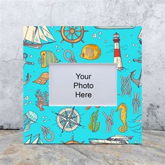 Colored-sketched-sea-elements-pattern-background-sea-life-animals-illustration White Box Photo Frame 4  X 6  by uniart180623