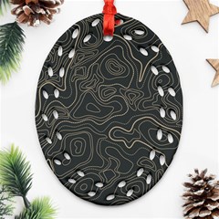 Damask-seamless-pattern Oval Filigree Ornament (two Sides)