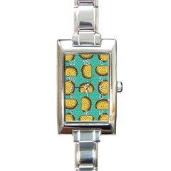 Taco-drawing-background-mexican-fast-food-pattern Rectangle Italian Charm Watch by uniart180623