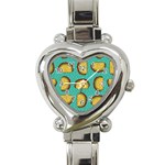 Taco-drawing-background-mexican-fast-food-pattern Heart Italian Charm Watch Front