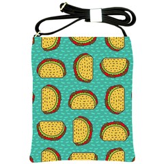 Taco-drawing-background-mexican-fast-food-pattern Shoulder Sling Bag by uniart180623