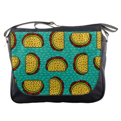 Taco-drawing-background-mexican-fast-food-pattern Messenger Bag by uniart180623