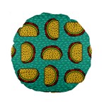 Taco-drawing-background-mexican-fast-food-pattern Standard 15  Premium Round Cushions Back