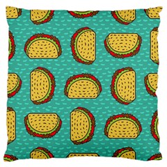 Taco-drawing-background-mexican-fast-food-pattern Standard Premium Plush Fleece Cushion Case (two Sides) by uniart180623