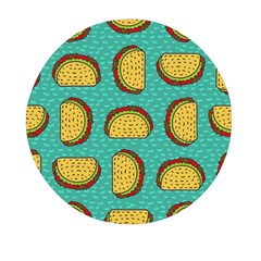 Taco-drawing-background-mexican-fast-food-pattern Mini Round Pill Box by uniart180623