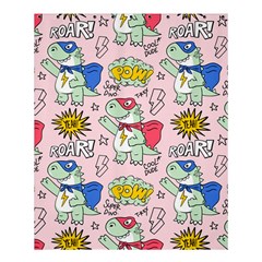 Seamless-pattern-with-many-funny-cute-superhero-dinosaurs-t-rex-mask-cloak-with-comics-style-inscrip Shower Curtain 60  X 72  (medium) 