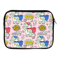 Seamless-pattern-with-many-funny-cute-superhero-dinosaurs-t-rex-mask-cloak-with-comics-style-inscrip Apple Ipad 2/3/4 Zipper Cases by uniart180623