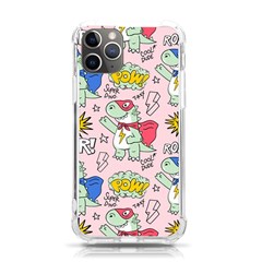 Seamless-pattern-with-many-funny-cute-superhero-dinosaurs-t-rex-mask-cloak-with-comics-style-inscrip Iphone 11 Pro 5 8 Inch Tpu Uv Print Case