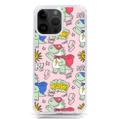 Seamless-pattern-with-many-funny-cute-superhero-dinosaurs-t-rex-mask-cloak-with-comics-style-inscrip Iphone 14 Pro Max Tpu Uv Print Case