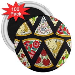 Vector-seamless-pattern-with-italian-pizza-top-view 3  Magnets (100 Pack) by uniart180623