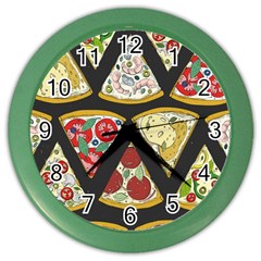 Vector-seamless-pattern-with-italian-pizza-top-view Color Wall Clock by uniart180623