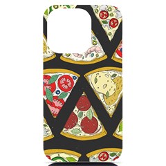 Vector-seamless-pattern-with-italian-pizza-top-view Iphone 14 Pro Black Uv Print Case