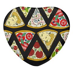 Vector-seamless-pattern-with-italian-pizza-top-view Heart Glass Fridge Magnet (4 Pack) by uniart180623