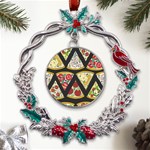 Vector-seamless-pattern-with-italian-pizza-top-view Metal X mas Wreath Holly leaf Ornament Front