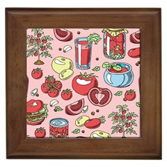 Tomato-seamless-pattern-juicy-tomatoes-food-sauce-ketchup-soup-paste-with-fresh-red-vegetables Framed Tile by uniart180623