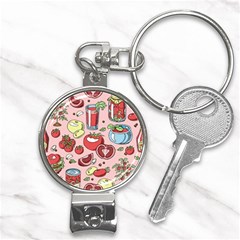 Tomato-seamless-pattern-juicy-tomatoes-food-sauce-ketchup-soup-paste-with-fresh-red-vegetables Nail Clippers Key Chain by uniart180623