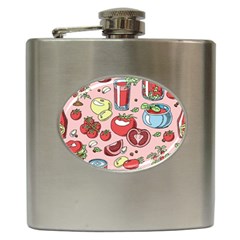 Tomato-seamless-pattern-juicy-tomatoes-food-sauce-ketchup-soup-paste-with-fresh-red-vegetables Hip Flask (6 Oz) by uniart180623