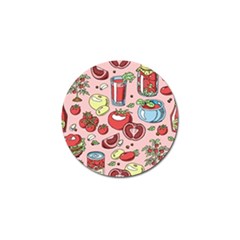 Tomato-seamless-pattern-juicy-tomatoes-food-sauce-ketchup-soup-paste-with-fresh-red-vegetables Golf Ball Marker by uniart180623