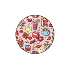 Tomato-seamless-pattern-juicy-tomatoes-food-sauce-ketchup-soup-paste-with-fresh-red-vegetables Hat Clip Ball Marker (4 Pack) by uniart180623